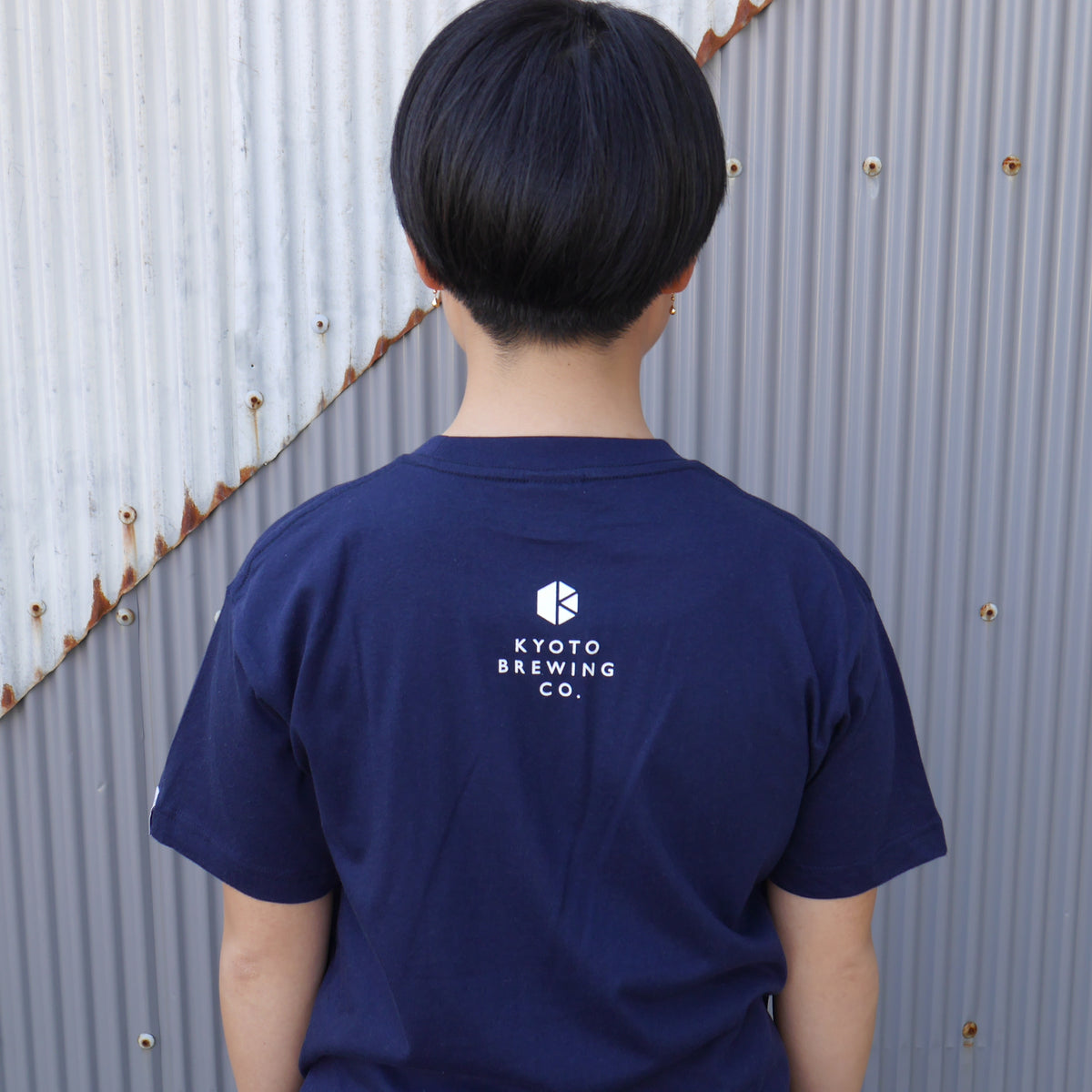 ロゴ 紺 半袖 オーガニックコットンTシャツ (Logo Navy Tee)